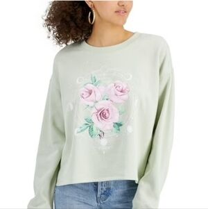NWT Love Tribe Juniors' Rose Celestial Graphic-Print Sweatshirt Oversized XS